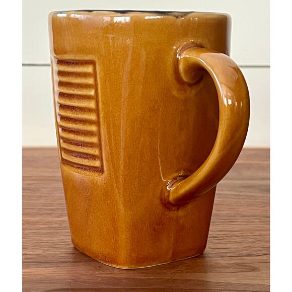 NWOT Vintage Sakura (Port of Call) Mandalay Brown Square Pattern Tall Mug - Picture 4 of 8